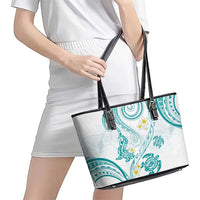 Polynesia Tribal Leather Tote Bag Teal Plumeria Tentacles LT7 - Polynesian Pride