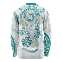 Polynesia Tribal Long Sleeve Shirt Teal Plumeria Tentacles LT7 - Polynesian Pride