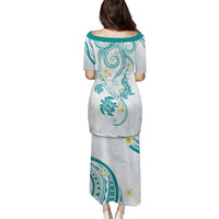 Polynesia Tribal Puletasi Teal Plumeria Tentacles LT7 - Polynesian Pride