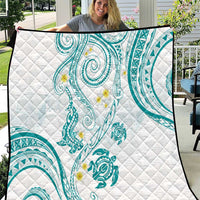 Polynesia Tribal Quilt Teal Plumeria Tentacles