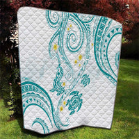 Polynesia Tribal Quilt Teal Plumeria Tentacles