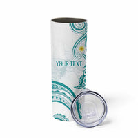 Polynesia Tribal Skinny Tumbler Teal Plumeria Tentacles