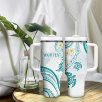 Polynesia Tribal Tumbler With Handle Teal Plumeria Tentacles LT7 - Polynesian Pride