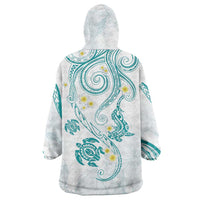Polynesia Tribal Wearable Blanket Hoodie Teal Plumeria Tentacles LT7 - Polynesian Pride