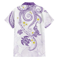 Polynesia Tribal Family Matching Off Shoulder Maxi Dress and Hawaiian Shirt Lilac Plumeria Tentacles