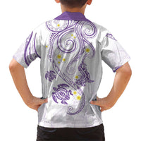 Polynesia Tribal Family Matching Short Sleeve Bodycon Dress and Hawaiian Shirt Lilac Plumeria Tentacles