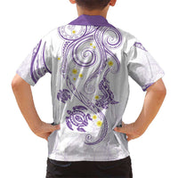 Polynesia Tribal Kid Hawaiian Shirt Lilac Plumeria Tentacles