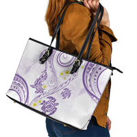Polynesia Tribal Leather Tote Bag Lilac Plumeria Tentacles LT7 - Polynesian Pride