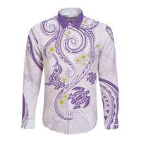 Polynesia Tribal Long Sleeve Button Shirt Lilac Plumeria Tentacles LT7 Unisex Lilac - Polynesian Pride