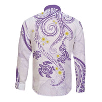 Polynesia Tribal Long Sleeve Button Shirt Lilac Plumeria Tentacles LT7 - Polynesian Pride