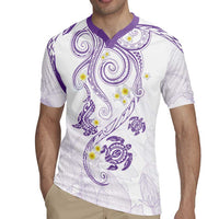 Polynesia Tribal Rugby Jersey Lilac Plumeria Tentacles