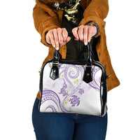 Polynesia Tribal Shoulder Handbag Lilac Plumeria Tentacles