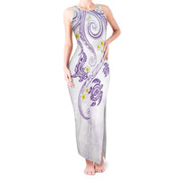 Polynesia Tribal Tank Maxi Dress Lilac Plumeria Tentacles LT7 Women Lilac - Polynesian Pride