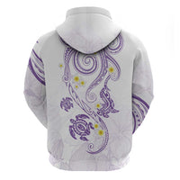 Polynesia Tribal Zip Hoodie Lilac Plumeria Tentacles