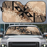 Bula Fiji Plumeria Tagimoucia Salusalu Beige Auto Sun Shade Kaiviti Masi - Polynesian Pride
