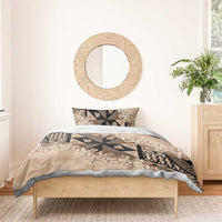 Bula Fiji Plumeria Tagimoucia Salusalu Beige Bedding Set Kaiviti Masi - Polynesian Pride