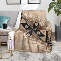 Bula Fiji Plumeria Tagimoucia Salusalu Beige Blanket Kaiviti Masi - Polynesian Pride