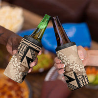 Bula Fiji Plumeria Tagimoucia Salusalu Beige 4 in 1 Can Cooler Tumbler Kaiviti Masi - Polynesian Pride