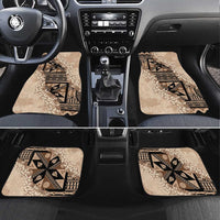 Bula Fiji Plumeria Tagimoucia Salusalu Beige Car Mats Kaiviti Masi - Polynesian Pride