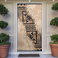 Bula Fiji Plumeria Tagimoucia Salusalu Beige Door Cover Kaiviti Masi - Polynesian Pride