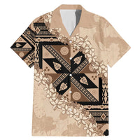 Bula Fiji Plumeria Tagimoucia Salusalu Beige Family Matching Mermaid Dress and Hawaiian Shirt Kaiviti Masi - Polynesian Pride