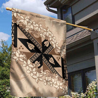 Bula Fiji Plumeria Tagimoucia Salusalu Beige Garden Flag Kaiviti Masi - Polynesian Pride