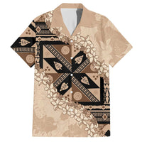 Bula Fiji Plumeria Tagimoucia Salusalu Beige Hawaiian Shirt Kaiviti Masi - Polynesian Pride