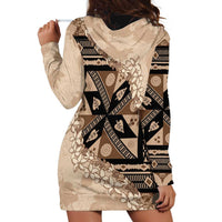 Bula Fiji Plumeria Tagimoucia Salusalu Beige Hoodie Dress Kaiviti Masi - Polynesian Pride