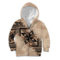 Bula Fiji Plumeria Tagimoucia Salusalu Beige Kid Hoodie Kaiviti Masi - Polynesian Pride