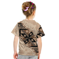 Bula Fiji Plumeria Tagimoucia Salusalu Beige Kid T Shirt Kaiviti Masi - Polynesian Pride
