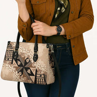 Bula Fiji Plumeria Tagimoucia Salusalu Beige Leather Bag Kaiviti Masi - Polynesian Pride