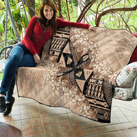 Bula Fiji Plumeria Tagimoucia Salusalu Beige Quilt Kaiviti Masi - Polynesian Pride