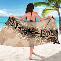 Bula Fiji Plumeria Tagimoucia Salusalu Beige Sarong Kaiviti Masi - Polynesian Pride