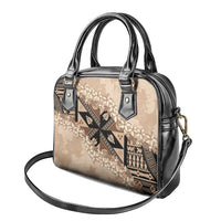 Bula Fiji Plumeria Tagimoucia Salusalu Beige Shoulder Handbag Kaiviti Masi - Polynesian Pride