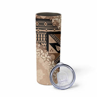 Bula Fiji Plumeria Tagimoucia Salusalu Beige Skinny Tumbler Kaiviti Masi - Polynesian Pride