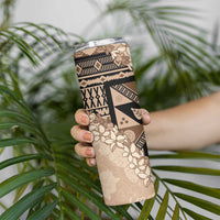 Bula Fiji Plumeria Tagimoucia Salusalu Beige Skinny Tumbler Kaiviti Masi - Polynesian Pride