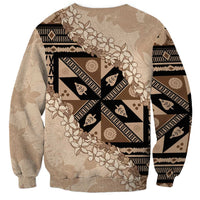 Bula Fiji Plumeria Tagimoucia Salusalu Beige Sweatshirt Kaiviti Masi - Polynesian Pride