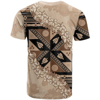 Bula Fiji Plumeria Tagimoucia Salusalu Beige T Shirt Kaiviti Masi - Polynesian Pride