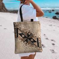 Bula Fiji Plumeria Tagimoucia Salusalu Beige Tote Bag Kaiviti Masi - Polynesian Pride