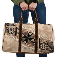 Bula Fiji Plumeria Tagimoucia Salusalu Beige Travel Bag Kaiviti Masi - Polynesian Pride