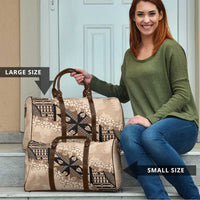 Bula Fiji Plumeria Tagimoucia Salusalu Beige Travel Bag Kaiviti Masi - Polynesian Pride