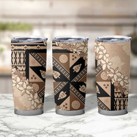 Bula Fiji Plumeria Tagimoucia Salusalu Beige Tumbler Cup Kaiviti Masi - Polynesian Pride