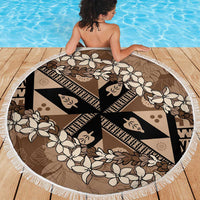 Bula Fiji Plumeria Tagimoucia Salusalu Mocha Beach Blanket Kaiviti Masi - Polynesian Pride