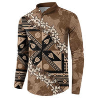 Bula Fiji Plumeria Tagimoucia Salusalu Mocha Button Sweatshirt Kaiviti Masi LT7 - Polynesian Pride