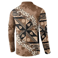 Bula Fiji Plumeria Tagimoucia Salusalu Mocha Button Sweatshirt Kaiviti Masi LT7 - Polynesian Pride