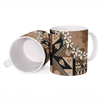 Bula Fiji Plumeria Tagimoucia Salusalu Mocha Ceramic Mug Kaiviti Masi LT7 - Polynesian Pride
