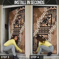 Bula Fiji Plumeria Tagimoucia Salusalu Mocha Door Cover Kaiviti Masi - Polynesian Pride
