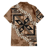 Bula Fiji Plumeria Tagimoucia Salusalu Mocha Family Matching Tank Maxi Dress and Hawaiian Shirt Kaiviti Masi - Polynesian Pride