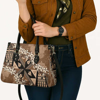 Bula Fiji Plumeria Tagimoucia Salusalu Mocha Leather Bag Kaiviti Masi - Polynesian Pride
