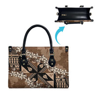 Bula Fiji Plumeria Tagimoucia Salusalu Mocha Leather Bag Kaiviti Masi - Polynesian Pride